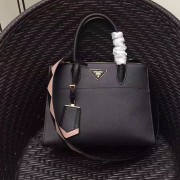 AAA Imitation Prada Paradigme Saffiano Leather Bag Black and Pink 1BA102 VS09603
