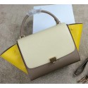 AAA Celine Trapeze Bag Original Leather CL008 White&Khaki&Yellow VS05255