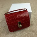 Celine Classic Box Small Flap Bag Croco Leather C11042 Red VS07745