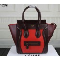 Celine Luggage Micro Tote Bag Original Leather C3308M Red&Black&Maroon VS00903