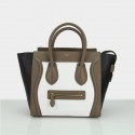 Celine Luggage Mini Bag Original Leather CL88022 White&Black&Khaki VS02820