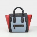 Celine Luggage Mini Bag Original Nubuck Leather CL88022 SkyBlue&Red&Black VS04265