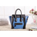 Celine Micro Luggage 3307 in Blue Suede Caviar with Black/Blue Original Leather YD VS05962
