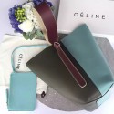Celine Small Twisted Cabas in Emerald and Navy Blue Smooth Calfskin C072068 VS03305