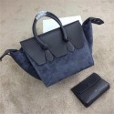Celine Tie Top Handle Bag Suede Leather C98314 Grey VS08684