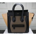 Copy Celine Luggage Mini Tote Bag Original Leather Ci3308 Khaki&Black&Apricot VS08158