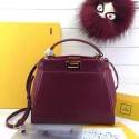 Copy Fendi Mini Peekaboo Bag in Burgundy Nappa Leather FD07122 VS00931