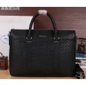 Copy PRADA Calfskin Leather Business Briefcase P66231 Black VS00975