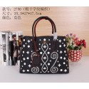 Copy Prada Saffiano Embroidered Tote Bags B2756 Black VS03687