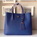 Copy Prada Twin Saffiano Leather Cuir Large Tote BN2756 in Blue with Gold Hardware Mingd VS00280