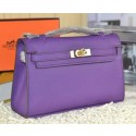 Designer Hermes MINI Kelly 22cm Tote Bag Calfskin Leather Purple VS05689