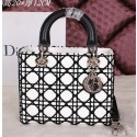 Dior Caflskin Leather Lady Dior Bag D0321 Black&White VS06411