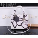 Dior Chrysanthemum Leather Lady Dior Bag D5432 White VS00901