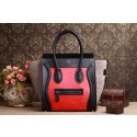 Fake Celine Mini Luggage 3308 in Red/Black Original Leather with Horse Hair VS07917