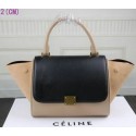 Fake Celine MINI Trapeze Bag Suede Leather CT3345 Black&Apricot VS04233