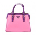 Fake Imitation Prada Grainy Leather Top Handle Bag BL8091 Pink&Purple VS07847