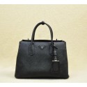 Fake Prada Twin Saffiano Cuir Leather Tote Bag BN2748 Black VS05421