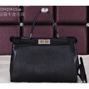 Fendi Icoic Peekaboo Bag Saffiano Leather FD8928L Black VS05438