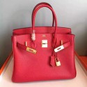 Hermes Birkin 35CM Tote Bag Red Litchi Leather HB091510 VS03197