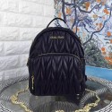 High Imitation Miu Miu Mini Matelasse Leather Crossbody Backpack Black BL0624 VS02528