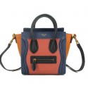 High Quality Fake Celine Luggage Nano Bag Original Leather CL88029 Maroon&Royal&Orange VS07006