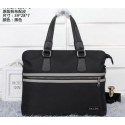 Hot Knockoff Prada Fabric & Leather Briefcase P85493 Black VS06800