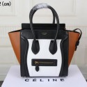 Imitation Celine Luggage Micro Boston Bag Original Leather CT33081 White&Black&Brown VS00724