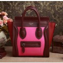 Imitation Celine Luggage Nano Boston Bag Original Suede Leather 3309 Rose&Burgundy&Wine VS08466