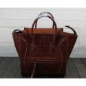 Imitation Celine Luggage Phantom Tote Bag Croco Leather CT3341 Brown VS04880