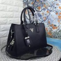 Imitation Prada Litchi Leather Double Tote Bag Black BN2970 VS05710