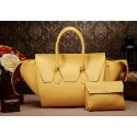 Imitation Top Celine Luggage Phantom Original Togo Leather Bags 3052 in Yellow with a Clutch Bag YD VS04730