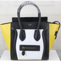 Knockoff Celine Luggage Micro Boston Bag Original Leather CT3308M White&Black&Yellow VS04036