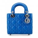 Lady Dior Bag Nano Bag Blue Original Leather D44552 Silver VS08689