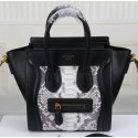 Luxury Celine Luggage Nano Bag Snake Leather CT3308S Black&White VS08962