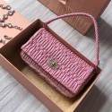 Miu Miu Crystal Nappa Leather Tote Handle Bag Dark & Light Pink 5BB018 VS00887
