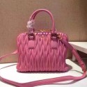 Miu Miu Matelassse Nappa Leather Top Handle Bag Pink 5BB004 VS09872