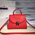 Prada Arcade Calf Leather Tote Bag Red 1BD060 VS03259