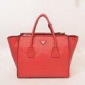 Prada Glace Calf Twin Pocket Tote Bag BN2619 in Red Original Calfskin Leather XZ VS08536