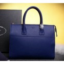 PRADA Grainy Leather Business Briefcase BN2699 Blue VS06521
