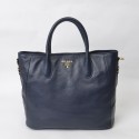 Prada Large Tote BN2537 in Sapphire Blue Calfskin Leather with Gold Hardware XZ VS03704