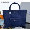 Prada Litchi Leather Tote Bag PBN2650 Royal VS04792