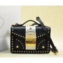 Prada Saffiano Leather Flap Bag BN0969 Black&White VS03338