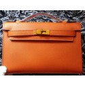 Replica Hermes MINI Kelly 22cm Tote Bag Calf Leather K011 Orange VS08003