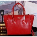 Replica Prada Bright Leather Tote Bag BN2619 Red VS03469