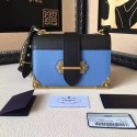 Replica Prada Cahier Calf Leather Shoulder Bag Blue&Black 1BD045 VS07570