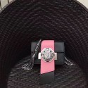 Replica Prada Jewels Ribbon Calf Leather Bag Black and Pink 1BD067 VS09212