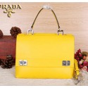 Replica Prada Original Leather Tote Bags BN9005 Yellow VS05435
