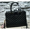 Saint Laurent Cabas Cannage Pattern Leather Top Handle Bag Y2764 Black VS02294