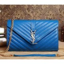 Saint Laurent Classic Monogramme Cannage Pattern Flap Bag Y5482 Blue VS09759