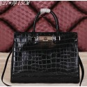 Saint Laurent Medium Trois Clous Croco Leather Tote Bag Y7118 Black VS07740
